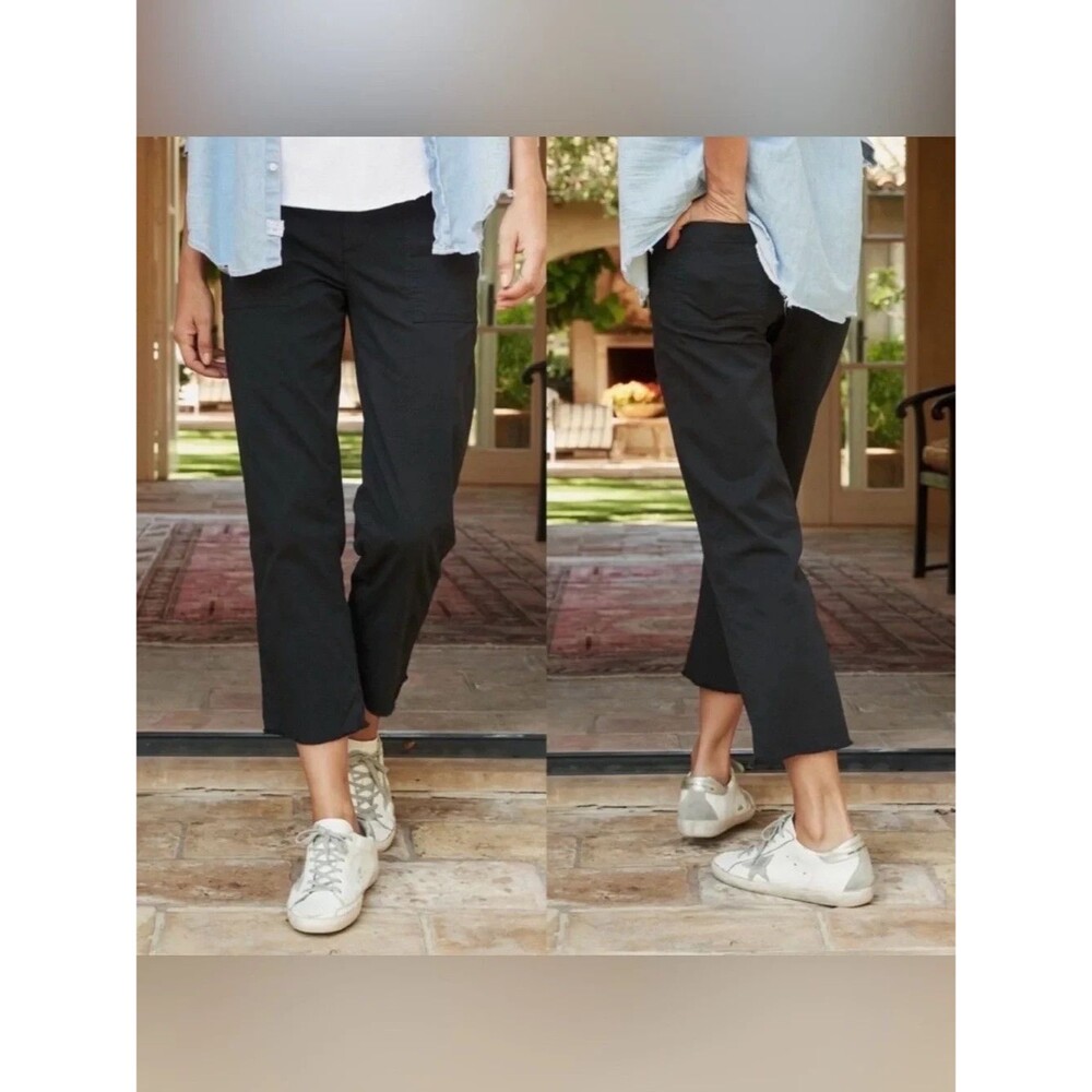 Frank & Eileen Blackstone Utility Pant Size 2 Black Cotton Crop Wide Leg